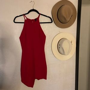 Red High Neck Mini Dress
